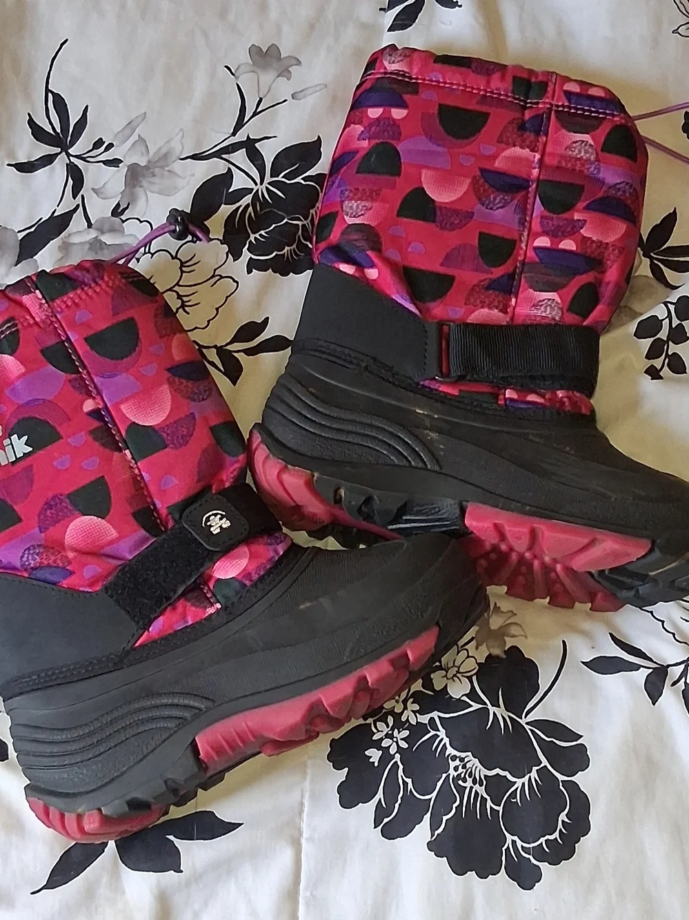 Kamik Kids Pink Patterned Winter Boots Size 3